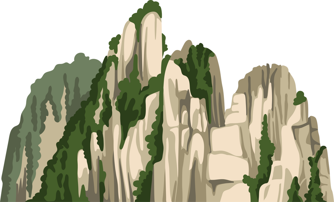 Chinese mountain flat illustration.